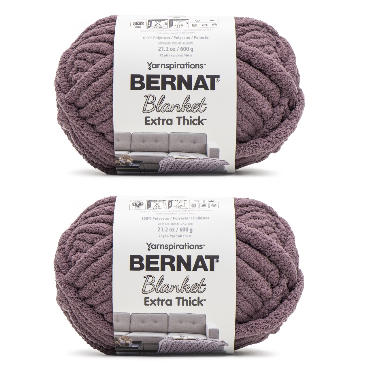 Multipack of 2 - Bernat Blanket Extra Thick 600g-Lunar Purple